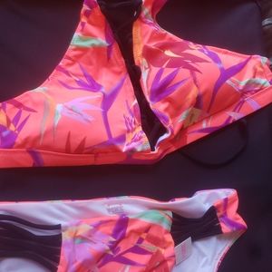 PINK Victoria's Secret Neon Floral Bikini Set - Coral, Purple, Mint